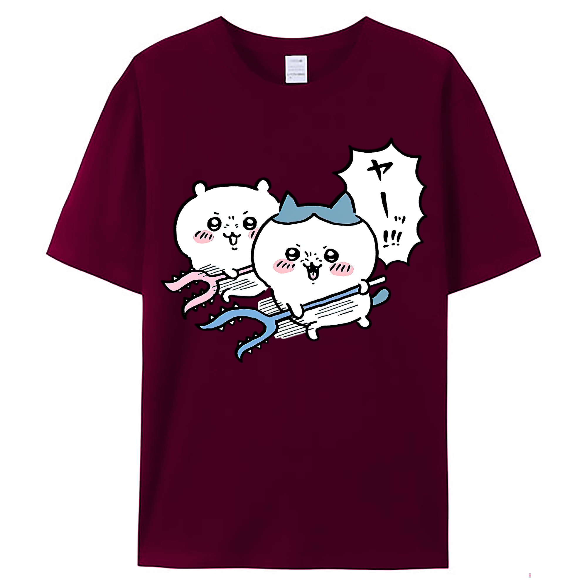 （画像用） ちいかわ ハチワレ Chii-kawa hachiware レディースカジュアルプリントTシャツ（綿100％）